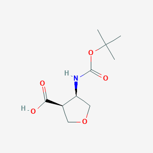 molecular formula C10H17NO5 B1381408 (3S,4R)-4-[(2-methylpropan-2-yl)oxycarbonylamino]oxolane-3-carboxylic acid CAS No. 1414958-20-5