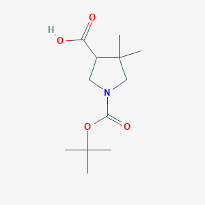 molecular formula C12H21NO4 B1381411 1-[(Tert-butoxy)carbonyl]-4,4-dimethylpyrrolidine-3-carboxylic acid CAS No. 1373223-11-0