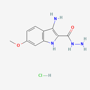 molecular formula C10H13ClN4O2 B1381425 3-氨基-6-甲氧基-1H-吲哚-2-甲酰肼盐酸盐 CAS No. 1986331-05-8