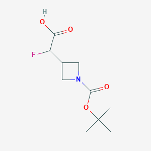 molecular formula C10H16FNO4 B1381445 2-{1-[(Tert-butoxy)carbonyl]azetidin-3-yl}-2-fluoroacetic acid CAS No. 1596752-15-6