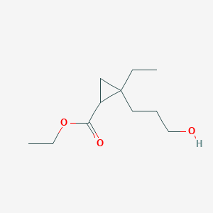 molecular formula C11H20O3 B13814877 Ethyl 2-ethyl-2-(3-hydroxypropyl)cyclopropane-1-carboxylate CAS No. 528607-26-3