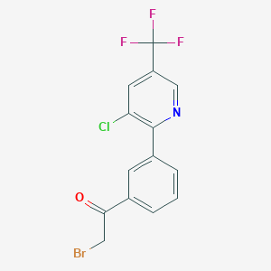 molecular formula C14H8BrClF3NO B1381496 2-Bromo-1-(3-(3-chloro-5-(trifluoromethyl)pyridin-2-yl)phenyl)ethanone CAS No. 1823183-90-9