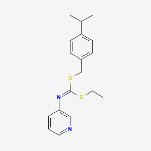 molecular formula C18H22N2S2 B13814968 Ethyl (4-(1-methylethyl)phenyl)methyl 3-pyridinylcarbonimidodithioate CAS No. 51308-73-7