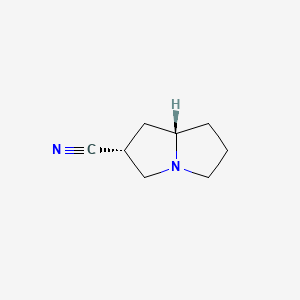 molecular formula C8H12N2 B13815080 (2R,8S)-2,3,5,6,7,8-hexahydro-1H-pyrrolizine-2-carbonitrile 