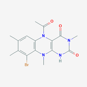 molecular formula C16H17BrN4O3 B13815186 Benzo[g]pteridine-2,4(1H,3H)-dione, 5-acetyl-9-bromo-5,10-dihydro-3,7,8,10-tetramethyl- 