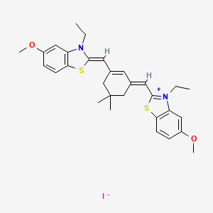 molecular formula C30H35IN2O2S2 B13815216 3-Ethyl-2-[(3-([3-ethyl-5-methoxy-1,3-benzothiazol-2(3H)-ylidene]methyl)-5,5-dimethyl-2-cyclohexen-1-ylidene)methyl]-5-methoxy-1,3-benzothiazol-3-ium iodide 