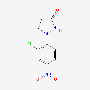 molecular formula C9H8ClN3O3 B13815223 1-(2-Chloro-4-nitrophenyl)pyrazolidin-3-one CAS No. 56063-87-7