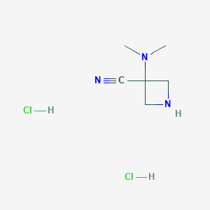 molecular formula C6H13Cl2N3 B1381532 3-(二甲氨基)氮杂环丁-3-碳腈二盐酸盐 CAS No. 1803604-82-1