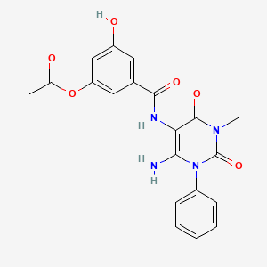 3-((6-Amino-3-methyl-2,4-dioxo-1-phenyl-1,2,3,4-tetrahydropyrimidin-5-yl)carbamoyl)-5-hydroxyphenyl acetate