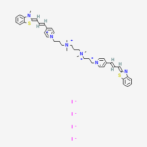 3-[dimethyl-[3-[4-[(E,3Z)-3-(3-methyl-1,3-benzothiazol-2-ylidene)prop-1-enyl]pyridin-1-ium-1-yl]propyl]azaniumyl]propyl-dimethyl-[3-[4-[(E,3Z)-3-(3-methyl-1,3-benzothiazol-2-ylidene)prop-1-enyl]pyridin-1-ium-1-yl]propyl]azanium;tetraiodide