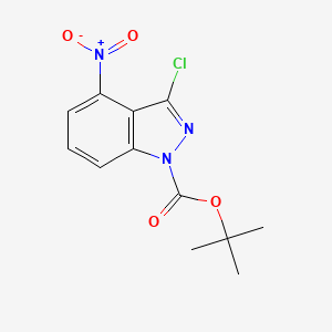 molecular formula C12H12ClN3O4 B13815418 tert-butyl 3-chloro-4-nitro-1H-indazole-1-carboxylate 