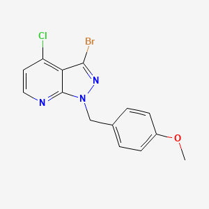 molecular formula C14H11BrClN3O B1381543 3-溴-4-氯-1-[(4-甲氧基苯基)甲基]-1H-吡唑并[3,4-b]吡啶 CAS No. 1854056-69-1