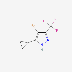 molecular formula C7H6BrF3N2 B1381561 4-溴-3-环丙基-5-(三氟甲基)-1H-吡唑 CAS No. 1057659-72-9