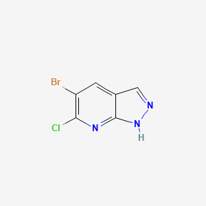 molecular formula C6H3BrClN3 B1381573 5-溴-6-氯-1H-吡唑并[3,4-b]吡啶 CAS No. 1784380-03-5