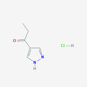 molecular formula C6H9ClN2O B1381630 1-(1H-吡唑-4-基)丙酮盐酸盐 CAS No. 1803601-29-7