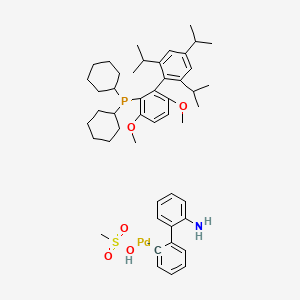 B1381636 Methanesulfonato(2-dicyclohexylphosphino-3,6-dimethoxy-2',4',6'-tri-i-propyl-1,1'-biphenyl)(2'-amino-1,1'-biphenyl-2-yl)palladium(II) CAS No. 1470372-59-8