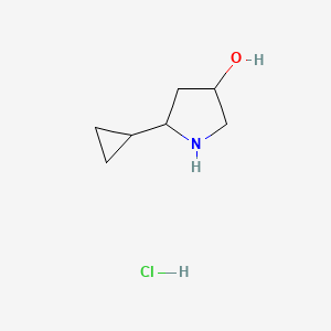 molecular formula C7H14ClNO B1381664 5-Cyclopropylpyrrolidin-3-ol hydrochloride CAS No. 1889940-04-8