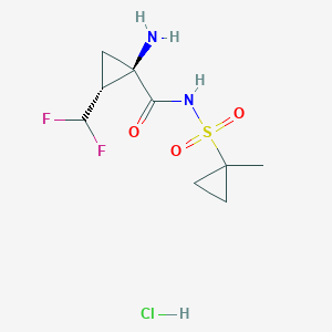 molecular formula C9H15ClF2N2O3S B1381677 (1R,2R)-1-氨基-2-(二氟甲基)-N-(1-甲基环丙基磺酰基)环丙烷甲酰胺盐酸盐 CAS No. 1360828-80-3