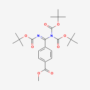 molecular formula C24H34N2O8 B1381699 苯甲酸，4-[[双[(1,1-二甲基乙氧基)羰基]氨基][[(1,1-二甲基乙氧基)羰基]亚氨基]甲基]，甲酯 CAS No. 135321-85-6