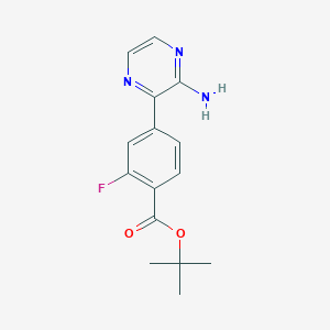 molecular formula C15H16FN3O2 B1381702 tert-Butyl 4-(3-aminopyrazin-2-yl)-2-fluorobenzoate CAS No. 1715031-88-1