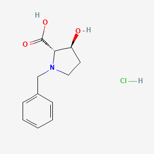 molecular formula C12H16ClNO3 B1381746 (2S,3S)-1-Benzyl-3-hydroxypyrrolidine-2-carboxylic acid HCl CAS No. 1422284-79-4