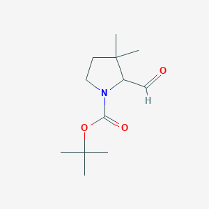 molecular formula C12H21NO3 B1381749 叔丁基 2-甲酰基-3,3-二甲基吡咯烷-1-羧酸酯 CAS No. 1374655-42-1