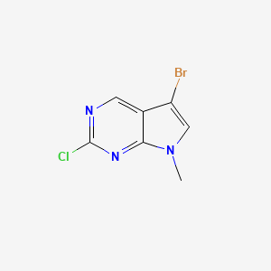 molecular formula C7H5BrClN3 B1381772 5-Bromo-2-chloro-7-methyl-7H-pyrrolo[2,3-d]pyrimidine CAS No. 1638763-37-7