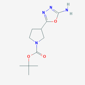 molecular formula C11H18N4O3 B1381780 1-Boc-3-(5-Amino-[1,3,4]oxadiazol-2-yl)-pyrrolidine CAS No. 1414958-41-0