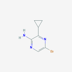 molecular formula C7H8BrN3 B1381783 5-Bromo-3-cyclopropylpyrazin-2-amine CAS No. 1845754-43-9