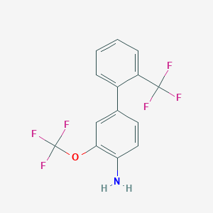 molecular formula C14H9F6NO B1381795 4-Amino-3-(trifluoromethoxy)-2'-(trifluoromethyl)biphenyl CAS No. 1261854-67-4