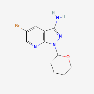 molecular formula C11H13BrN4O B1381807 5-Bromo-1-(tetrahydro-2H-pyran-2-yl)-1H-pyrazolo[3,4-b]pyridin-3-amine CAS No. 1416714-23-2