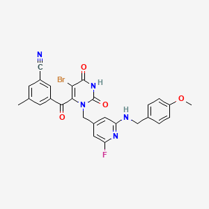 3-[[5-Bromo-3-[[2-fluoro-6-[[(4-methoxyphenyl)methyl]amino]-4-pyridinyl]methyl]-1,2,3,6-tetrahydro-2,6-dioxo-4-pyrimidinyl]carbonyl]-5-methyl-benzonit