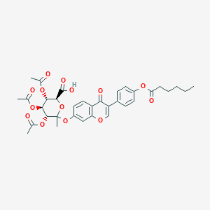 Methyl(4'-O-hexanoyldaidzein-7-yl-beta-D-2'',3'',4''-tri-O-acetylglucopyranosid)urinate