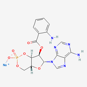 sodium;[(4aR,6R,7R,7aR)-6-(6-aminopurin-9-yl)-2-oxido-2-oxo-4a,6,7,7a-tetrahydro-4H-furo[3,2-d][1,3,2]dioxaphosphinin-7-yl] 2-aminobenzoate