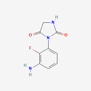 molecular formula C9H8FN3O2 B1381858 3-(3-Amino-2-fluorophenyl)imidazolidine-2,4-dione CAS No. 1803588-16-0