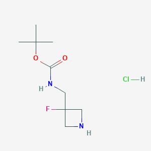 molecular formula C9H18ClFN2O2 B1381874 tert-butyl N-[(3-fluoroazetidin-3-yl)methyl]carbamate hydrochloride CAS No. 1818847-51-6