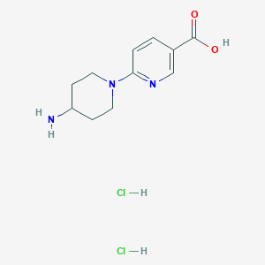 molecular formula C11H17Cl2N3O2 B1381885 6-(4-Aminopiperidin-1-yl)pyridine-3-carboxylic acid dihydrochloride CAS No. 1803594-10-6