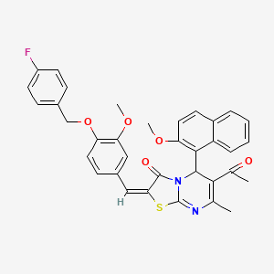 molecular formula C35H29FN2O5S B13819789 (2E)-6-acetyl-2-{4-[(4-fluorobenzyl)oxy]-3-methoxybenzylidene}-5-(2-methoxynaphthalen-1-yl)-7-methyl-5H-[1,3]thiazolo[3,2-a]pyrimidin-3(2H)-one 