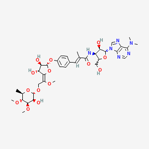 (E)-3-[4-[(2R,3R,4R,5Z)-3,4-dihydroxy-5-[2-[(2S,3S,4R,5R,6R)-3-hydroxy-4,5-dimethoxy-6-methyloxan-2-yl]oxy-1-methoxyethylidene]oxolan-2-yl]oxyphenyl]-N-[(2S,3S,4R,5R)-5-[6-(dimethylamino)purin-9-yl]-4-hydroxy-2-(hydroxymethyl)oxolan-3-yl]-2-methylprop-2-enamide