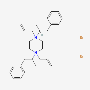 molecular formula C28H40Br2N2 B13819967 Piperazinium, 1,4-bis(alpha-methylphenethyl)-1,4-diallyl-, dibromide CAS No. 23111-77-5