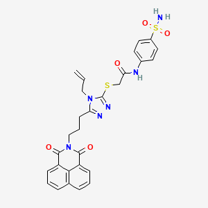 2-({5-[3-(1,3-dioxo-1H-benzo[de]isoquinolin-2(3H)-yl)propyl]-4-(prop-2-en-1-yl)-4H-1,2,4-triazol-3-yl}sulfanyl)-N-(4-sulfamoylphenyl)acetamide