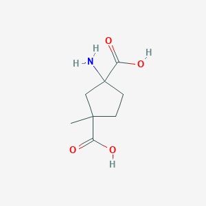 molecular formula C8H13NO4 B13820025 1,3-Cyclopentanedicarboxylicacid,1-amino-,3-methylester(9CI) 