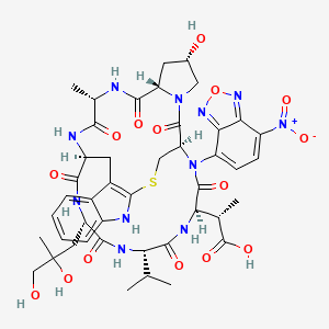 (2S)-2-[(1S,14R,18S,20S,23S,28S,31S,34R)-28-(2,3-dihydroxy-2-methylpropyl)-18-hydroxy-23-methyl-36-(4-nitro-2,1,3-benzoxadiazol-7-yl)-15,21,24,26,29,32,35-heptaoxo-31-propan-2-yl-12-thia-10,16,22,25,27,30,33,36-octazapentacyclo[12.11.11.03,11.04,9.016,20]hexatriaconta-3(11),4,6,8-tetraen-34-yl]propanoic acid