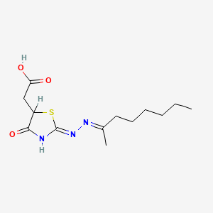 {(2Z)-2-[(2E)-octan-2-ylidenehydrazinylidene]-4-oxo-1,3-thiazolidin-5-yl}acetic acid