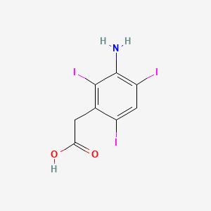 molecular formula C8H6I3NO2 B13820227 Acetic acid, (3-amino-2,4,6-triiodophenyl)- CAS No. 3119-17-3