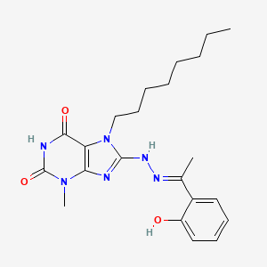 8-{(2E)-2-[1-(2-hydroxyphenyl)ethylidene]hydrazinyl}-3-methyl-7-octyl-3,7-dihydro-1H-purine-2,6-dione