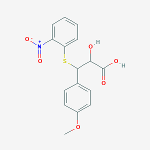 molecular formula C16H15NO6S B13820808 2-Hydroxy-3-(4-methoxy-phenyl)-3-(2-nitro-phenylsulfanyl)-propionic acid CAS No. 30067-06-2