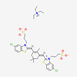 molecular formula C37H49Cl2N3O6S4 B13820943 3-[(2Z)-5-chloro-2-[[(3E)-3-[[5-chloro-3-(3-sulfonatopropyl)-1,3-benzothiazol-3-ium-2-yl]methylidene]-2,5,5-trimethylcyclohexen-1-yl]methylidene]-1,3-benzothiazol-3-yl]propane-1-sulfonate;triethylazanium 