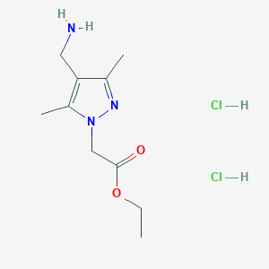 molecular formula C10H19Cl2N3O2 B1382095 (4-Aminomethyl-3,5-dimethyl-pyrazol-1-yl)-acetic acid ethyl ester dihydrochloride CAS No. 1263378-03-5