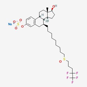 molecular formula C32H46F5NaO6S2 B13820991 sodium;[(7S,8R,9R,13S,14R,17S)-17-hydroxy-13-methyl-7-[9-(4,4,5,5,5-pentafluoropentylsulfinyl)nonyl]-6,7,8,9,11,12,14,15,16,17-decahydrocyclopenta[a]phenanthren-3-yl] sulfate 